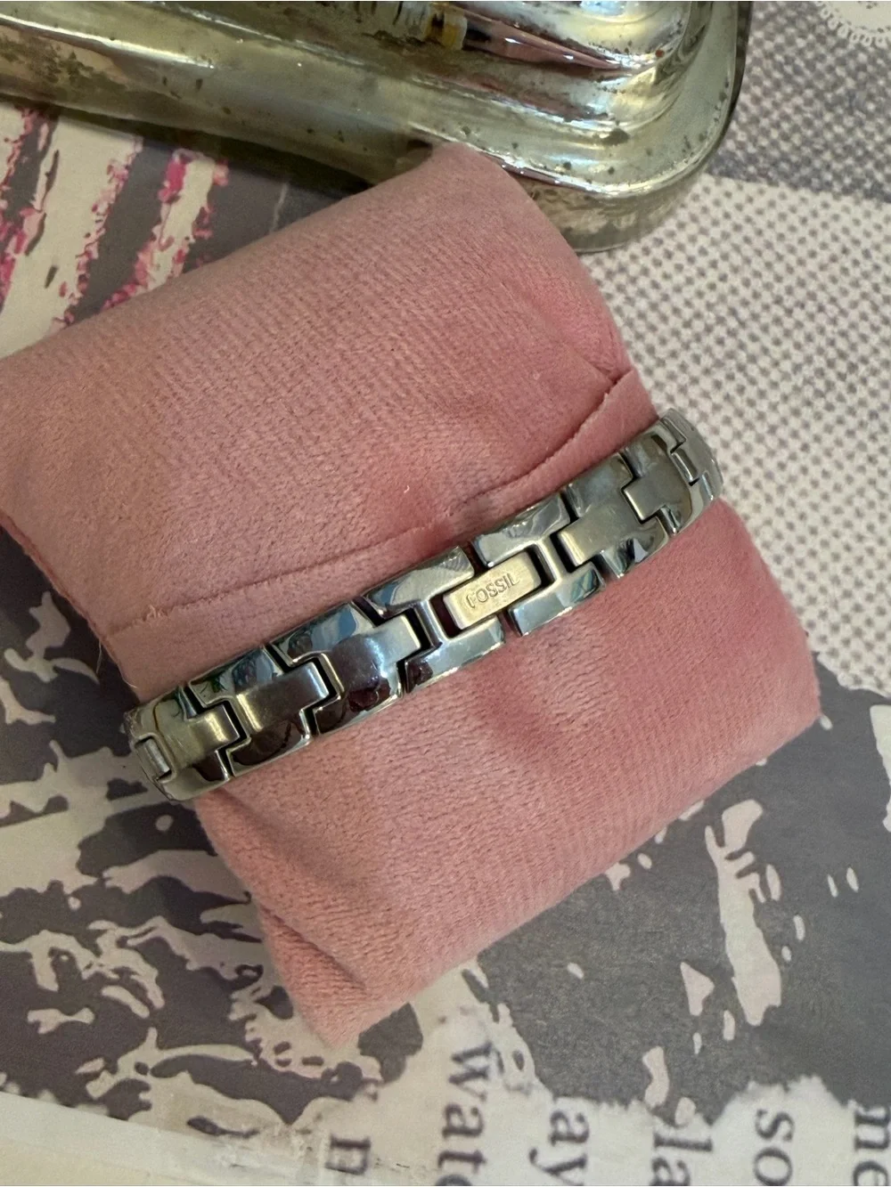 Fossil Arkitekt Silver-Tone Ladies Watch with Black Dial and Diamond Accent